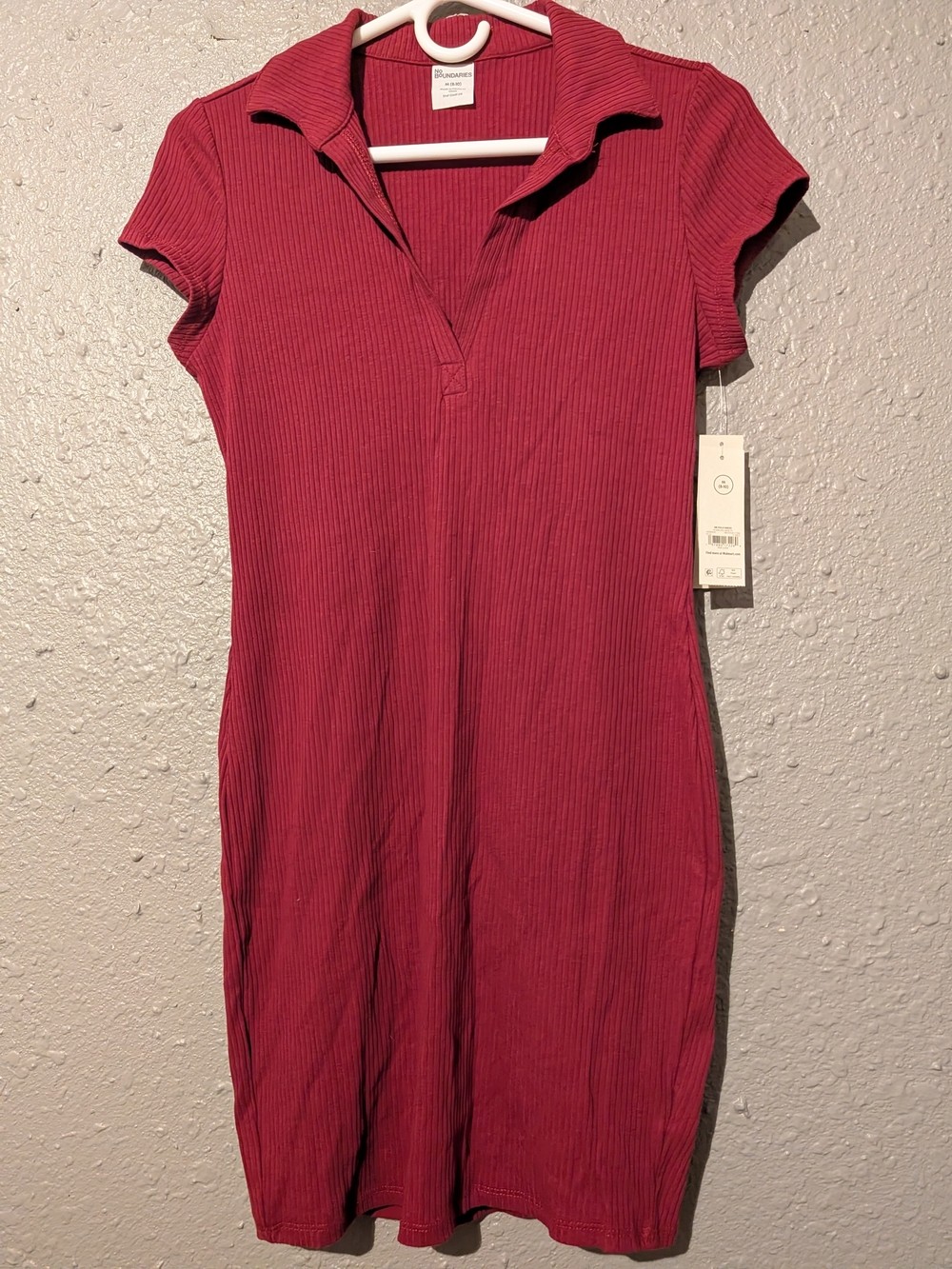Sz M Ribbed Polo Collar Midi Dress in Raspberry